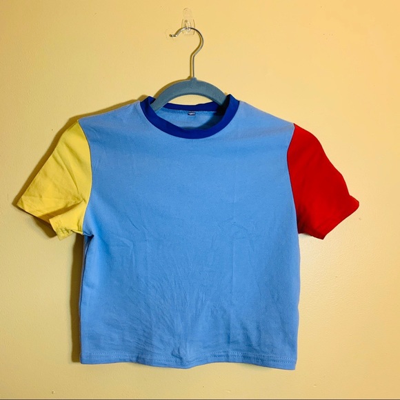 Rare, unique primary color block short sleeve tee - Picture 2 of 4